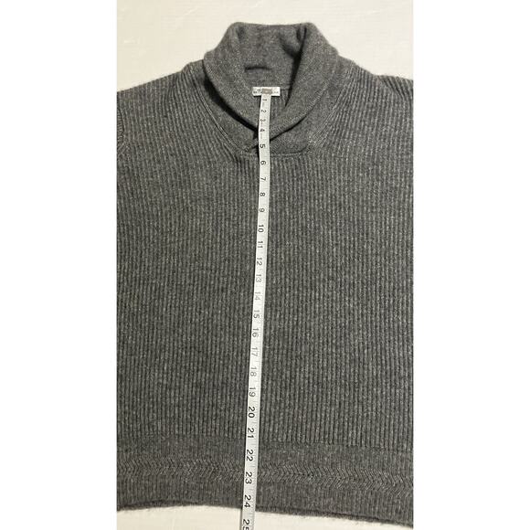 Mens Peter Millar Long Sleeve Sweater Collar Elbow Pads Wool Yak Cashmere Gray L - Picture 12 of 14